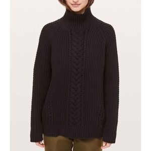 Lululemon Black Bring The Cozy Cable Knit Turtleneck Sweater - Size 2
